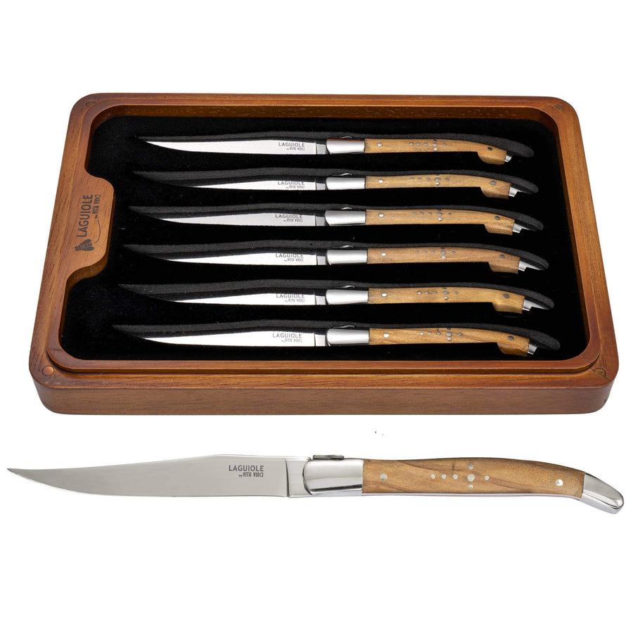 Vita Vinci Prestigio Steakmessen Set (6-delig) - Olijfhout