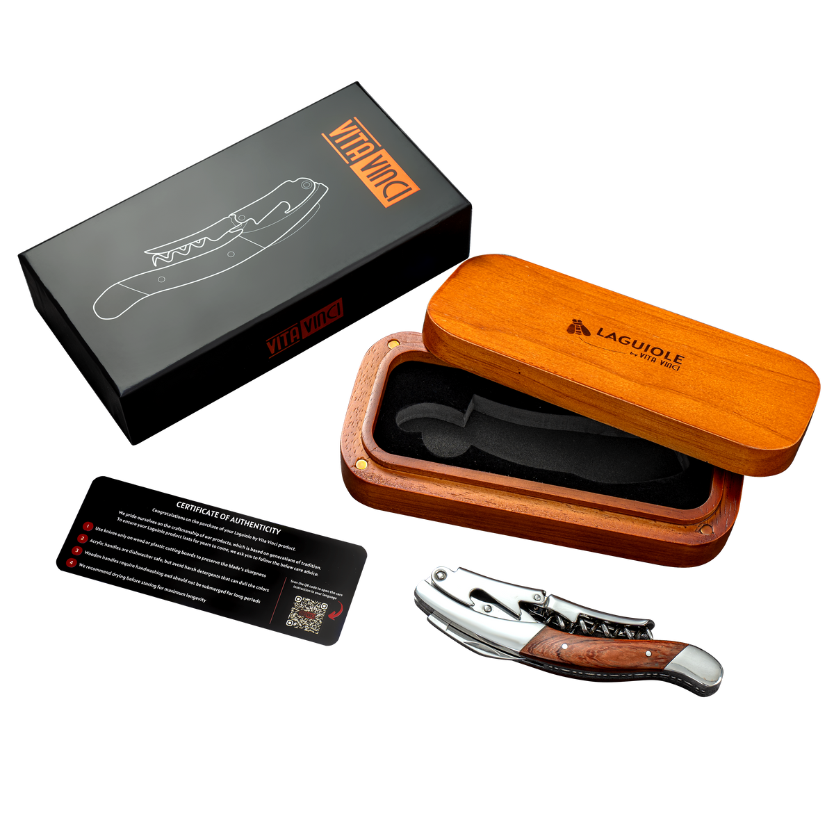 Vita Vinci Prestigio Korkenzieher XL | Doppelhebel + Holz-Geschenkbox