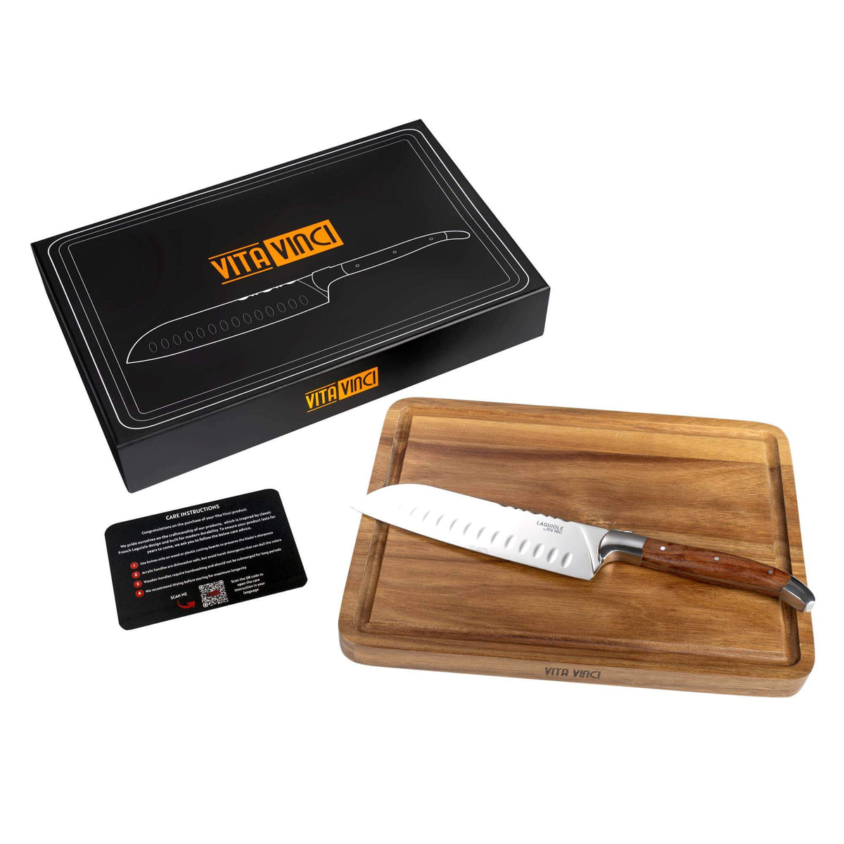 Vita Vinci Prestigio Santokumesser mit Schneidebrett (2-teilig) - Palisander