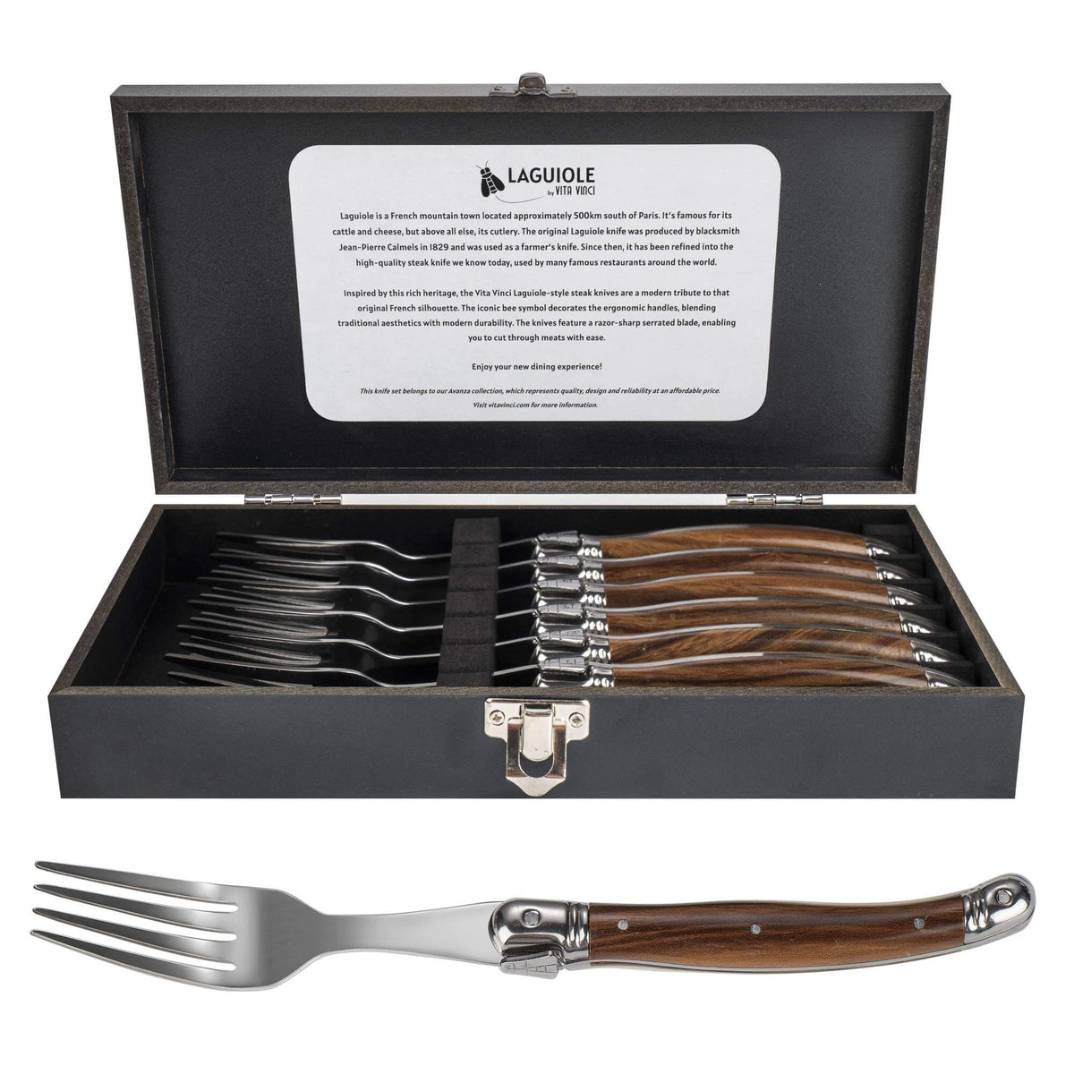 Vita Vinci Avanza Gabel-Set (6-teilig) - Dunkle Holzoptik
