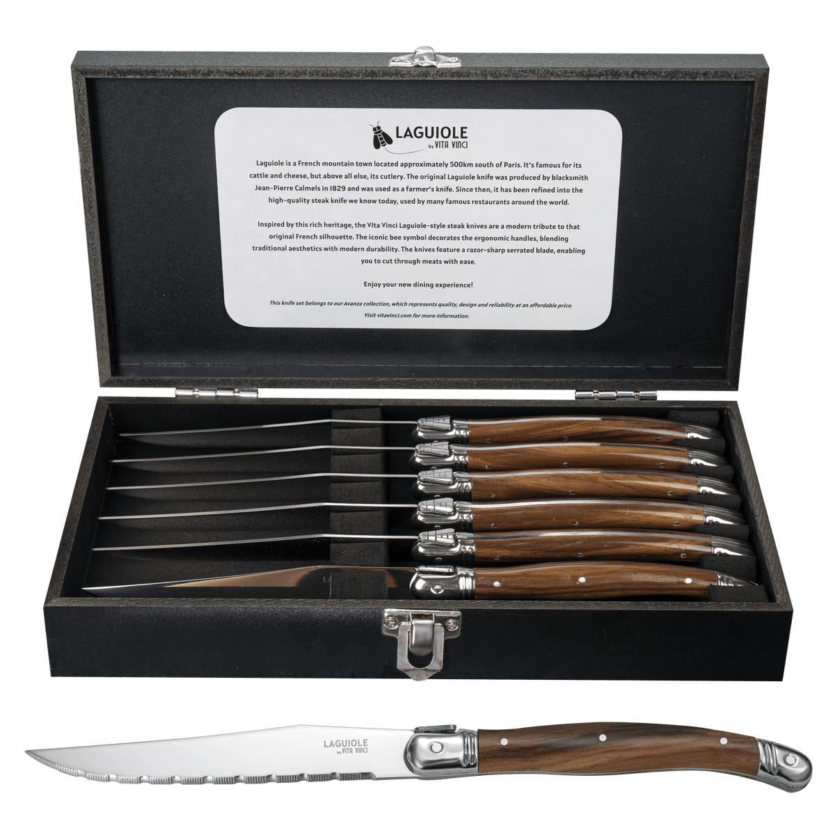 Vita Vinci Avanza Steakmesser-Set (6-teilig) - Dunkle Holzoptik