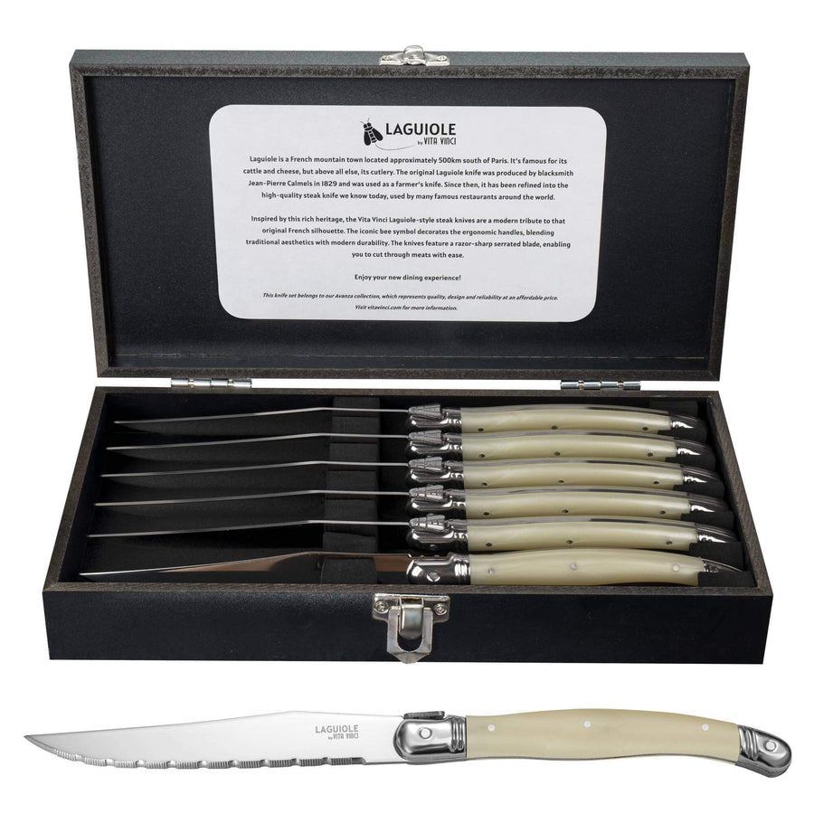 Vita Vinci Avanza Steakmesser-Set (6-teilig) - Perlmuttweiß