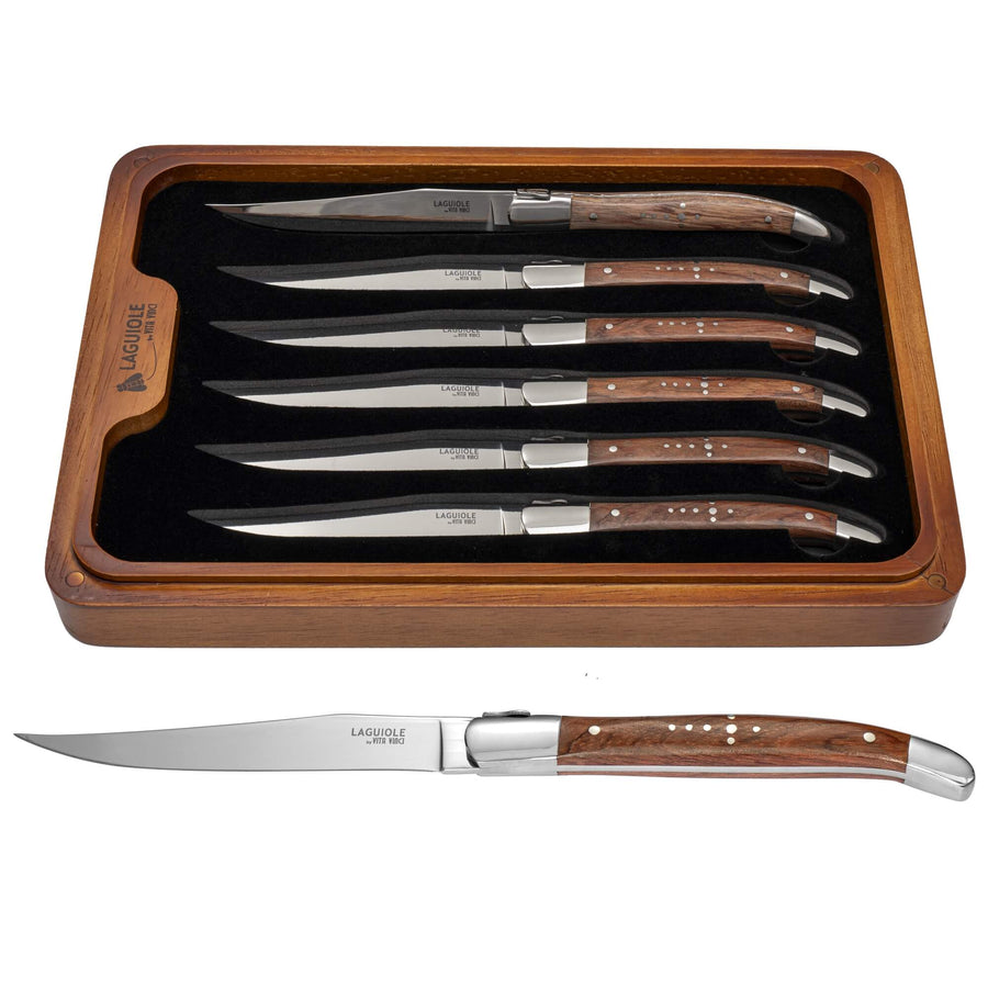 Vita Vinci Prestigio Steakmessen Set (6-delig) - Palissander Hout