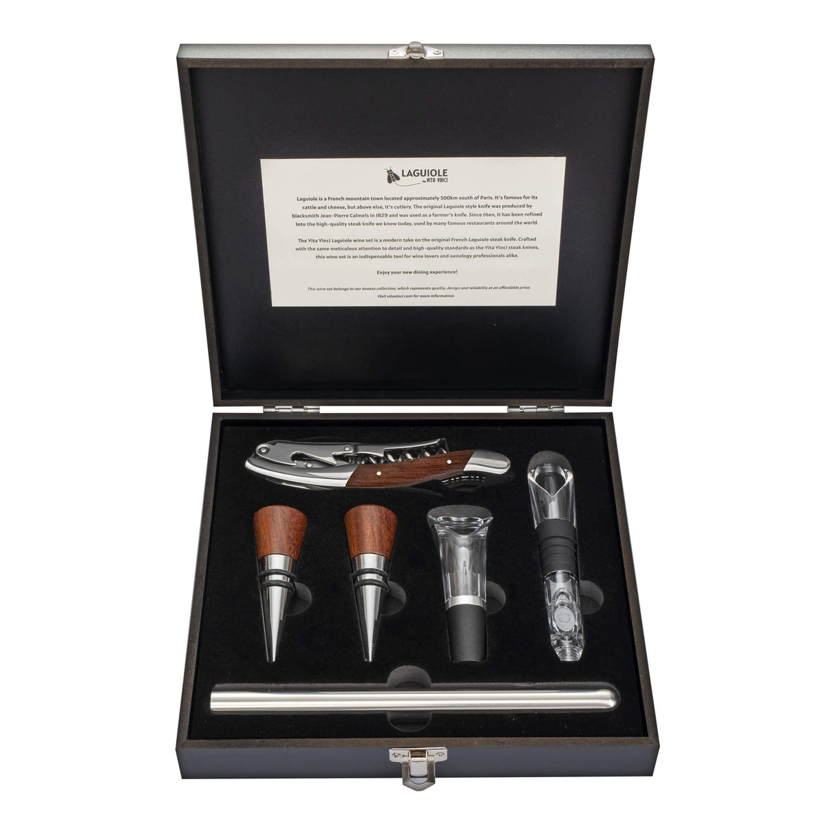 Vita Vinci Avanza Weinset mit Prestigio Korkenzieher (6-teilig) - Palisander